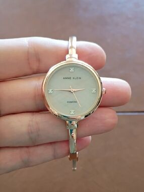 Anne Klein Rose Gold and Mother-of-Pearl Bangle Watch